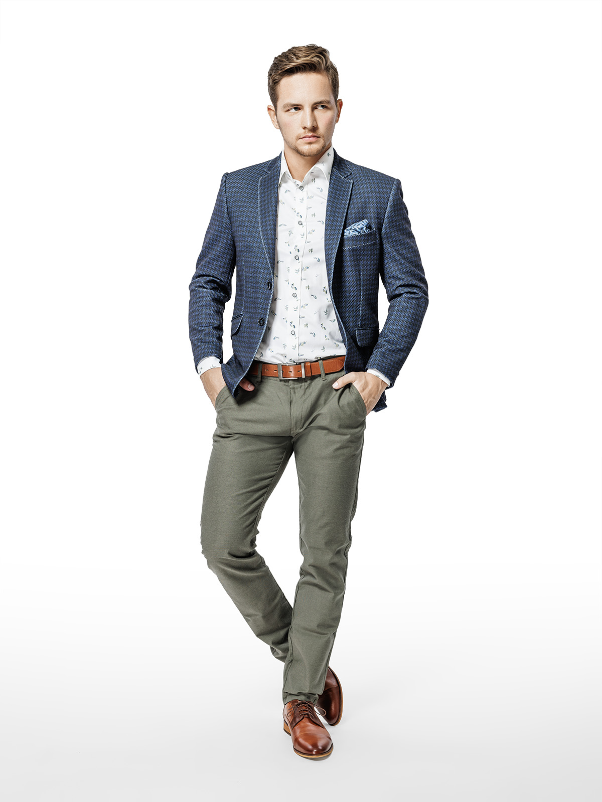 GIORGIO Fashion smart casual sako a šedé kalhoty na míru